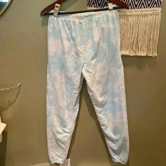 SISTERS BY SAFETY PIN BLUE TIE DYE BUTTERFLY SWEATPANTS JOGGERS SIZE SMALL - Picture 2 of 4